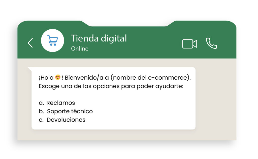 Plantillas de bienvenida con opciones